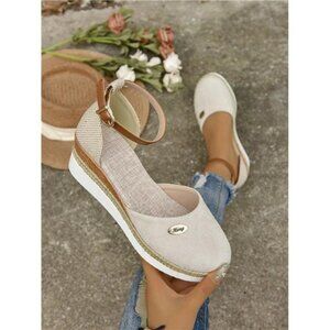 Women's Plus Size Faux Suede Spliced Fashionable Lightweight Espadrilles Sandals